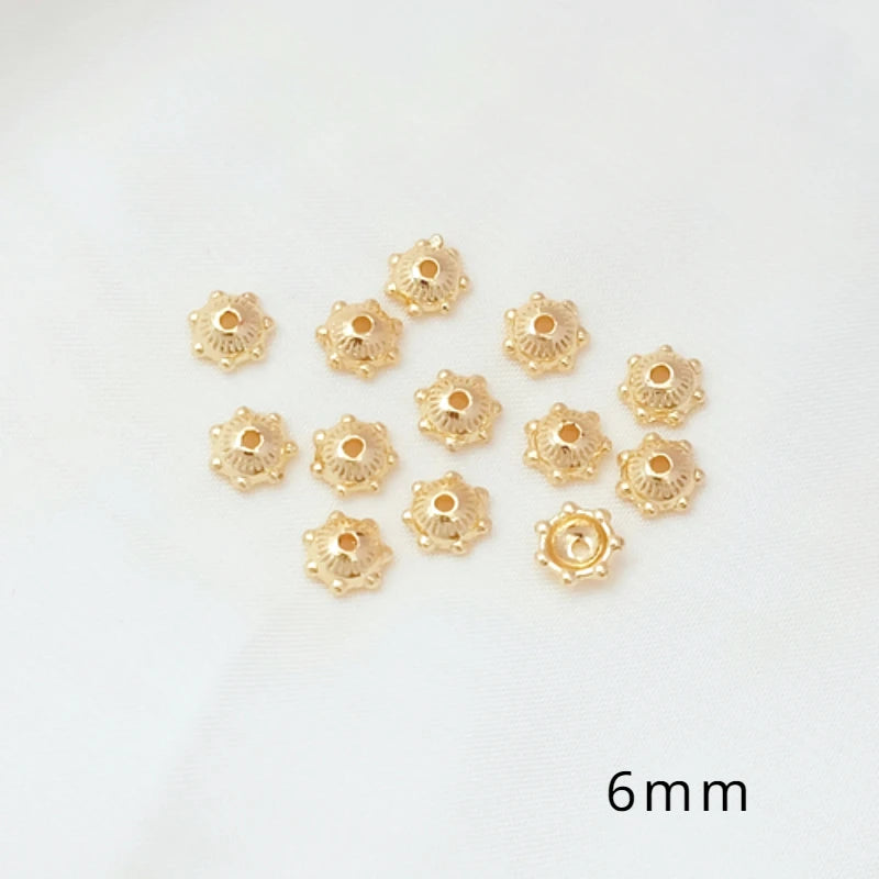 10pcs 14K Copper Clad K Flower Cap & Set DIY Necklace Jewelry Spacer Bead Set