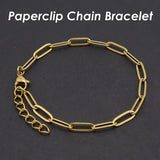 Paper Clip Bracelet Stainless Steel Link Chain for Women