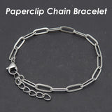 Paper Clip Bracelet Stainless Steel Link Chain for Women