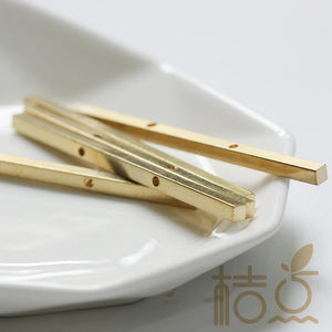 10 Raw Brass Rectangle Bar with 2 Holes - 60x3mm