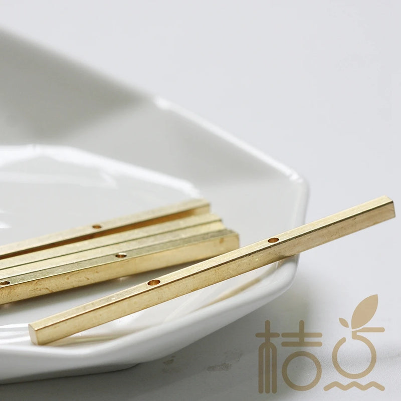 10 Raw Brass Rectangle Bar with 2 Holes - 60x3mm