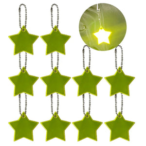 10 Reflect Stars Keychain Safety Reflectors for Gear Backpack Car Key