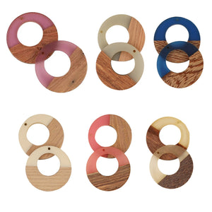 10 Resin Wood Pendant Round Necklace Earring Jewelry Findings