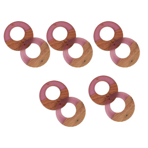 10 Resin Wood Pendant Round Decorative Eardrop Jewelry Findings