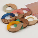 10 Resin Wood Pendant Round Decorative Eardrop Jewelry Findings