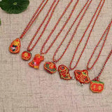 10 Pcs Ethnic Embroidery Tiger Head Gourd Kids Necklace Colorful Rope Braided