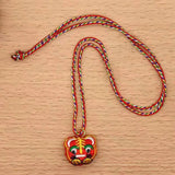 10 Pcs Ethnic Embroidery Tiger Head Gourd Kids Necklace Colorful Rope Braided