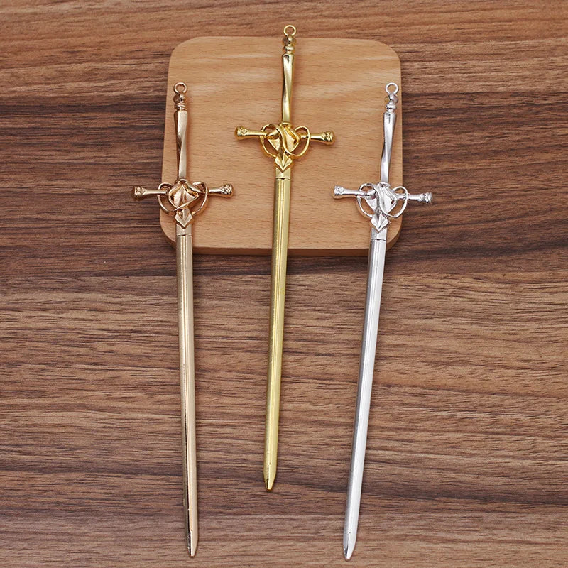 10 Pcs 205x43mm Sword Hair Sticks Metal Hairpin Vintage Hairwear