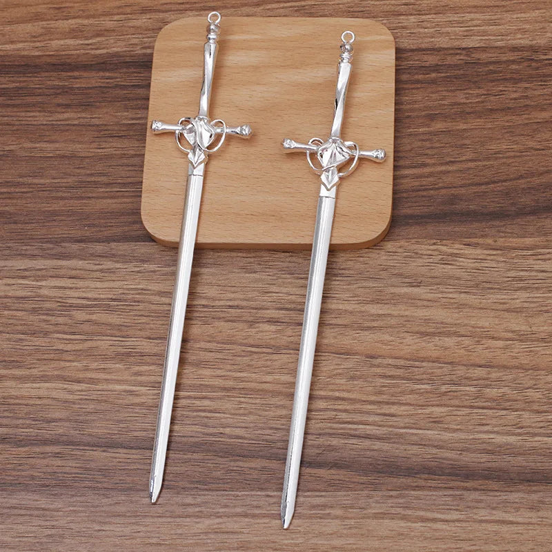 10 Pcs 205x43mm Sword Hair Sticks Metal Hairpin Vintage Hairwear