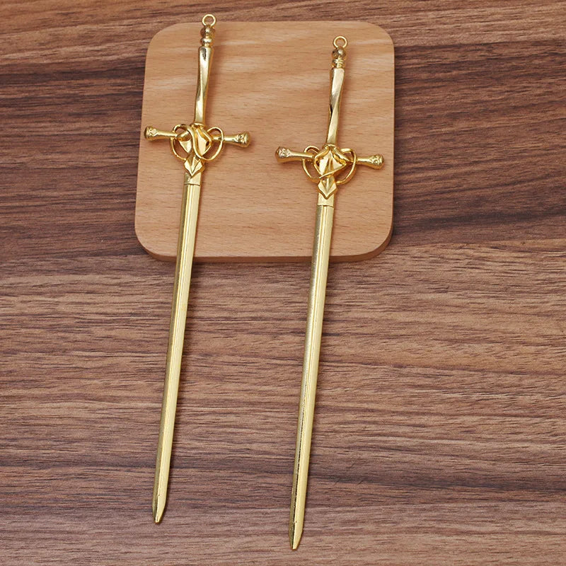10 Pcs 205x43mm Sword Hair Sticks Metal Hairpin Vintage Hairwear