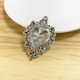 10 Silver Plated Sacred Heart Charms for Christian Jewelry Making