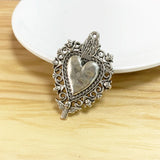 10 Silver Plated Sacred Heart Charms for Christian Jewelry Making