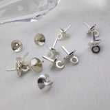 10Pcs Sterling Silver Cup & Peg Drop for Half-Drilled Pearl Bead