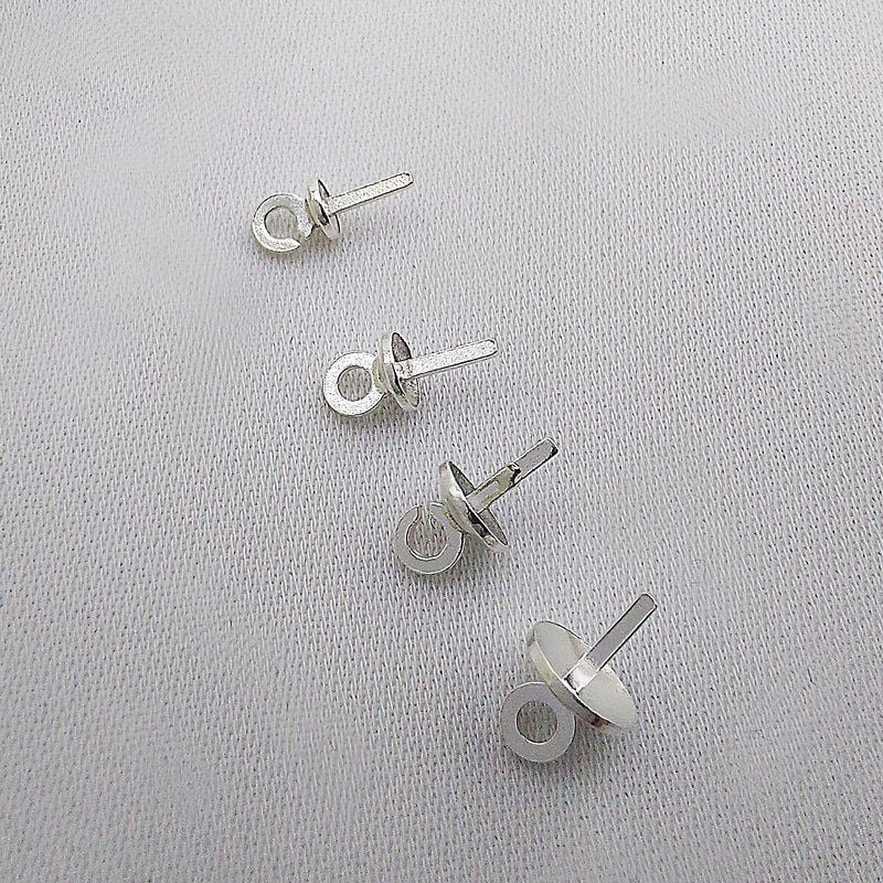 10Pcs Sterling Silver Cup & Peg Drop for Half-Drilled Pearl Bead