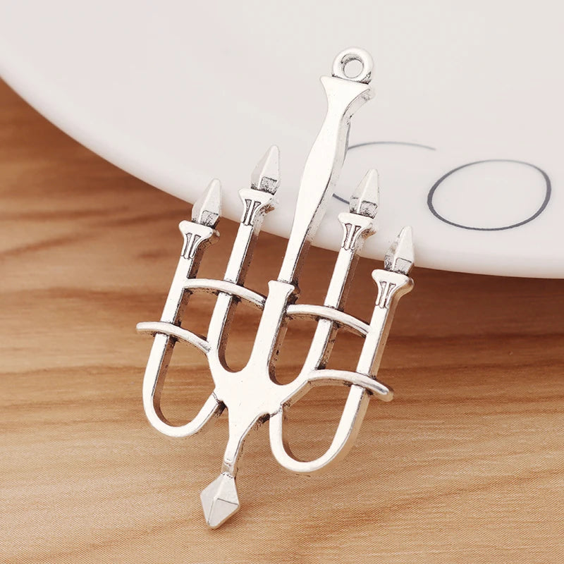 10 Tibetan Silver CANDELABRA Candle Holder Charms for DIY Necklace Making