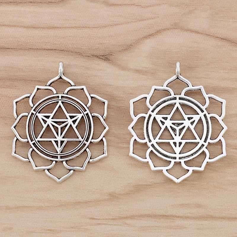 10pcs Tibetan Silver Merkaba Meditation Charms Pendants 39x31mm