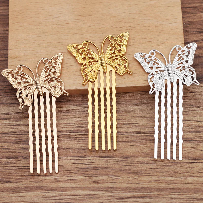 Vintage Butterfly Metal Copper Hair Comb Hair Accessories For Women