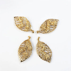 10 Pcs 75*35MM Metal Leaf Filigree Pendant for DIY Jewelry