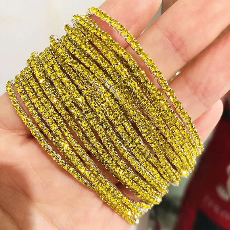 10Pcs Crystal Bracelet 27 Colors Rhinestone Elastic Women Wrist