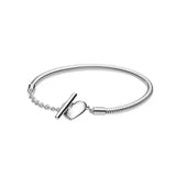 S925 Silver Bracelet with Logo Interlocking Symbol Jewelry Female