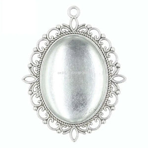 10 Oval Bezel Pendant Trays with Glass Cabochons