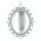 10 Oval Bezel Pendant Trays with Glass Cabochons