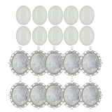 10 Oval Bezel Pendant Trays with Glass Cabochons