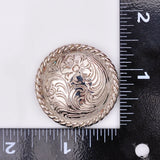 Bling Silver Rope Side Western Rose Flower Engraved Concho Set