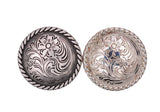 Bling Silver Rope Side Western Rose Flower Engraved Concho Set