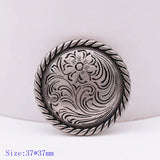 Bling Silver Rope Side Western Rose Flower Engraved Concho Set