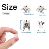 10 Sets 2-Strand 304 SS Box Clasps Rect Flower 4-Holes DIY Jewelry 15x10x3mm
