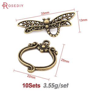 10 Sets Dragonfly Toggle Clasps for Bracelet Making