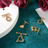 10 Sets Brass Toggle Clasps Heart & Round Ring Lock for Jewelry Making