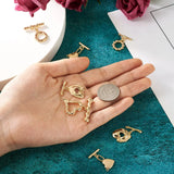 10 Sets Brass Toggle Clasps Heart & Round Ring Lock for Jewelry Making