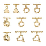 10 Sets Brass Toggle Clasps Heart & Round Ring Lock for Jewelry Making