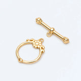 10 Sets Flower Toggle Clasp Easy Close Real Plated Brass (#GB-2550)