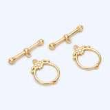 10 Sets Flower Toggle Clasp Easy Close Real Plated Brass (#GB-2550)