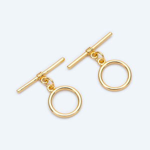10 Sets Toggle Clasp Real Plated Brass Easy Close Clasp 14mm DIY Jewelry Making