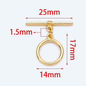10 Sets Toggle Clasp Real Plated Brass Easy Close Clasp 14mm DIY Jewelry Making
