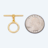 10 Sets Toggle Clasp Real Plated Brass Easy Close Clasp 14mm DIY Jewelry Making