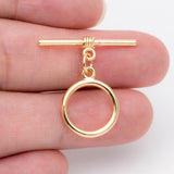 10 Sets Toggle Clasp Real Plated Brass Easy Close Clasp 14mm DIY Jewelry Making