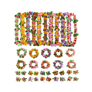 10 Sets Hawaiian Flower Leis Tropical Luau Party Supplies Hula Garlands