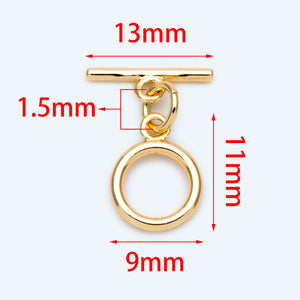 10 Sets Plated Brass Round Toggle Clasp for DIY Jewelry Making