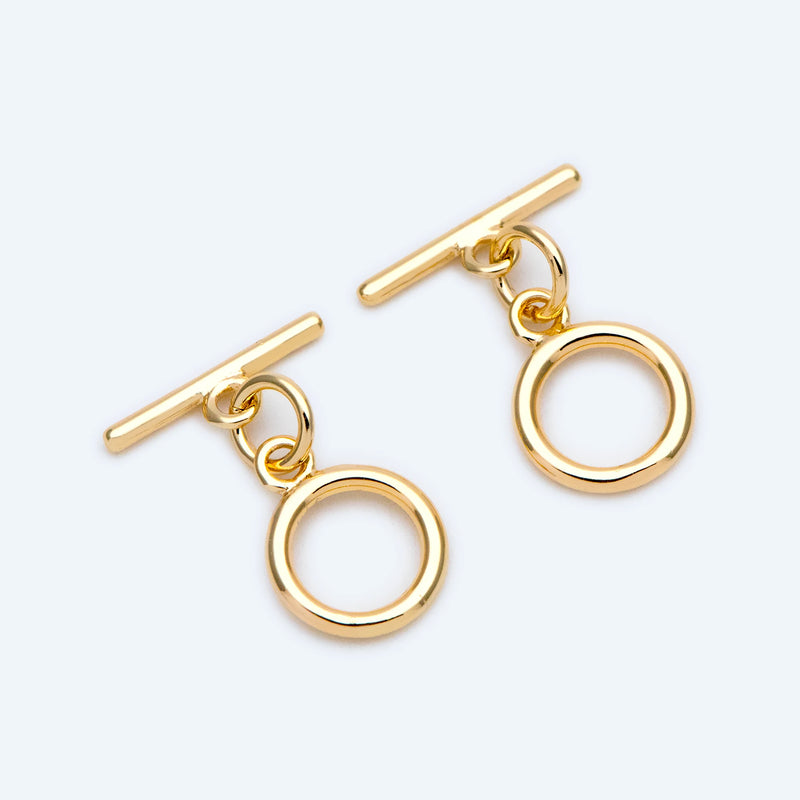 10 Sets Plated Brass Round Toggle Clasp for DIY Jewelry Making