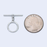 10 Sets Rhodium Plated Brass Toggle Clasp 14mm Smooth Round