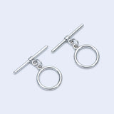 10 Sets Rhodium Plated Brass Toggle Clasp 14mm Smooth Round