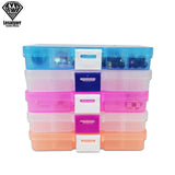 10 Slots Plastic Jewelry Storage Box Adjustable Container For Earrings