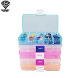 10 Slots Plastic Jewelry Storage Box Adjustable Container For Earrings