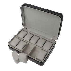 10 Slots Watch Zipper Travel Box Leather Display Case Organizer