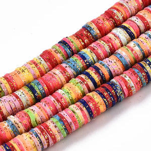 10 Colorful Polymer Clay Beads Strands 6mm Flat Round Heishi for DIY Jewelry